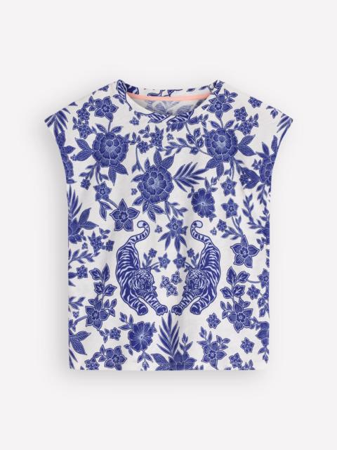 BODEN Louisa Slub T-Shirt-Blue Tigers Paradise Placement