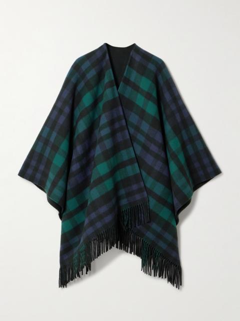 Johnstons of Elgin Reversible Fringed Checked Wool Cape