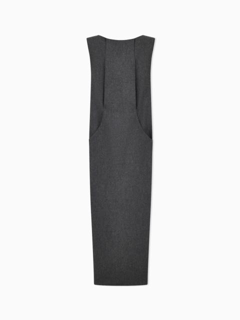 GIORGIO ARMANI SLEEVELESS LONG DRESS IN WOOL AND CASHMERE FLANNEL