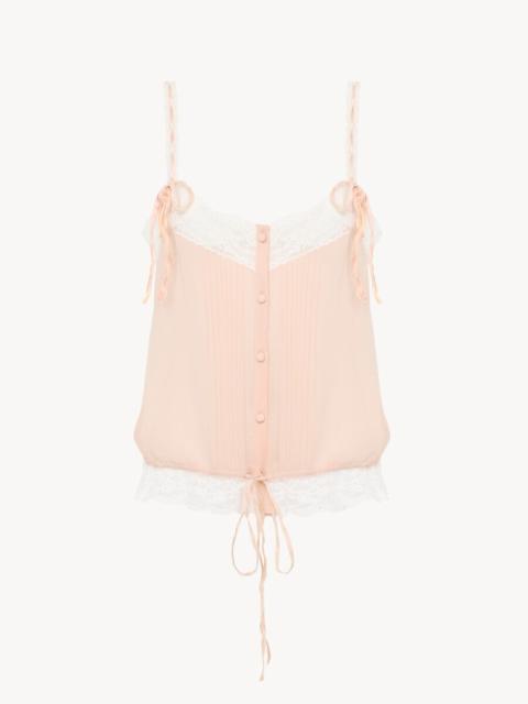Chloé DRAWSTRING CAMISOLE TOP IN SILK GEORGETTE & LACE