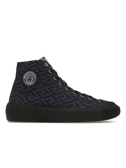 VERSACE Versace Greca High Top Greek Print Dark Blue Black