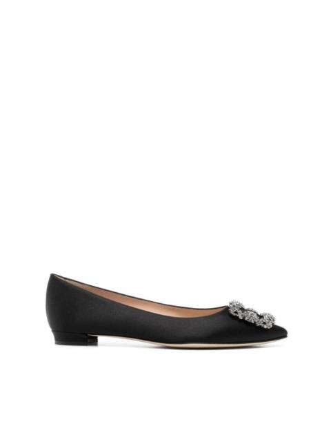 Manolo Blahnik Hangsi Lanza ballet shoes in black satin