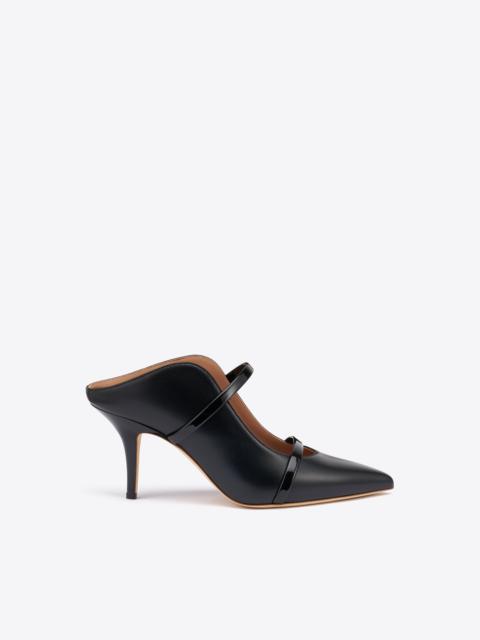 MALONE SOULIERS Maureen 70 Black Leather Heeled Mules