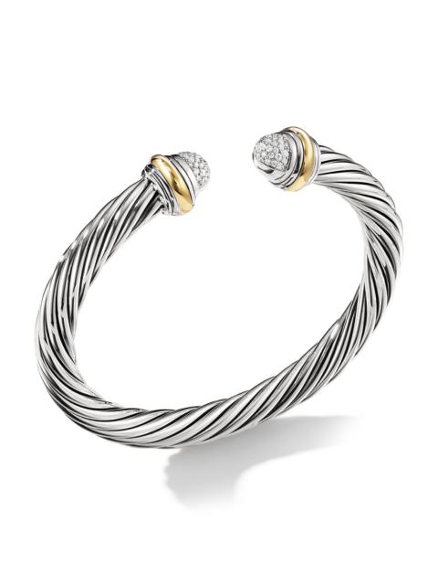 DAVID YURMAN Women's Cable Silver Ice Pav & eacute Diamond Bracelet