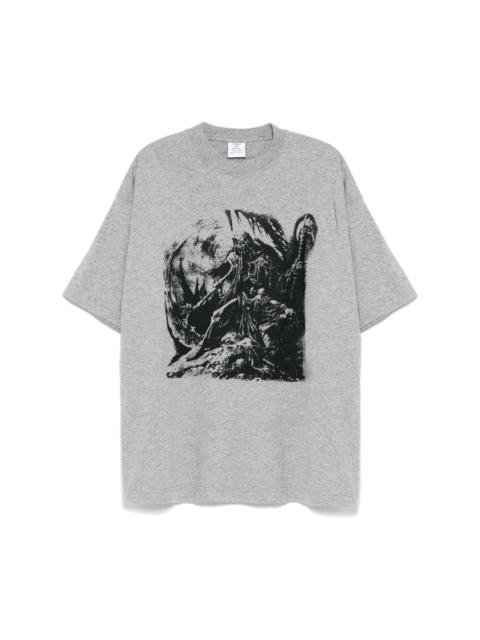 Tシャツ・カットソー VETEMENTS SS25 'Goth' T-shirt (UA66TR645G GREYMELANGE) VETEMENTS Gray Goth Oversized T-shirt Vetements