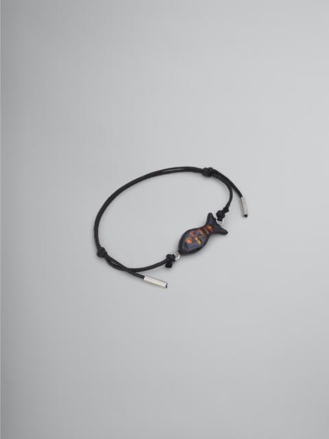 Marni LEATHER BRACELET WITH ENAMELLED METAL FISH