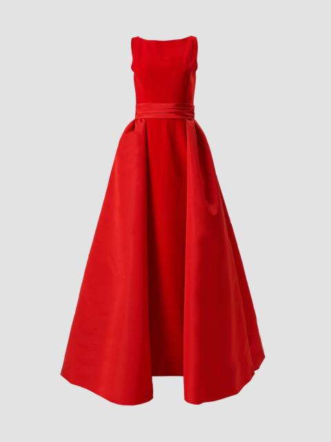 CAROLINA HERRERA Women's Boatneck Silk Overskirt Column Gown - Red