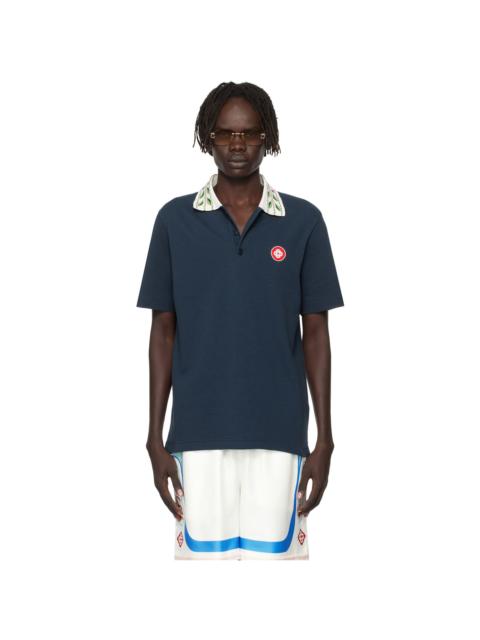 CASABLANCA Navy Classic Laurel Pique Polo