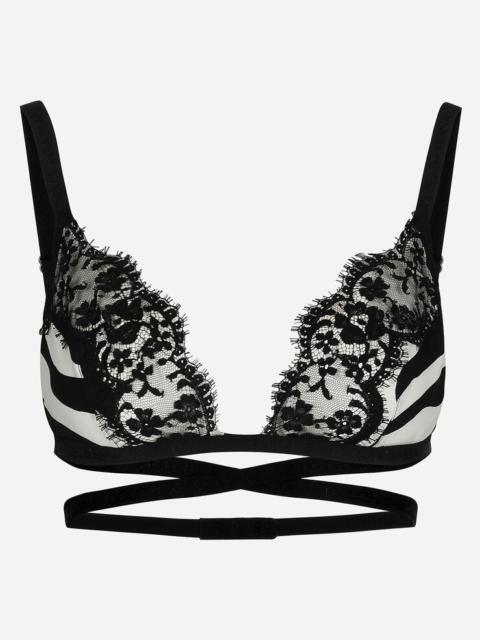 Zebra-print silk triangle bra