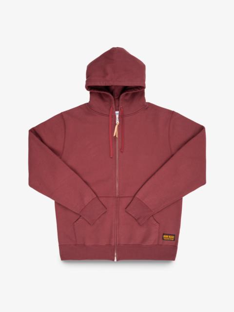Iron Heart 14OZ ULTRA HEAVYWEIGHT LOOPWHEEL COTTON ZIP UP HOODIE - BURGUNDY
