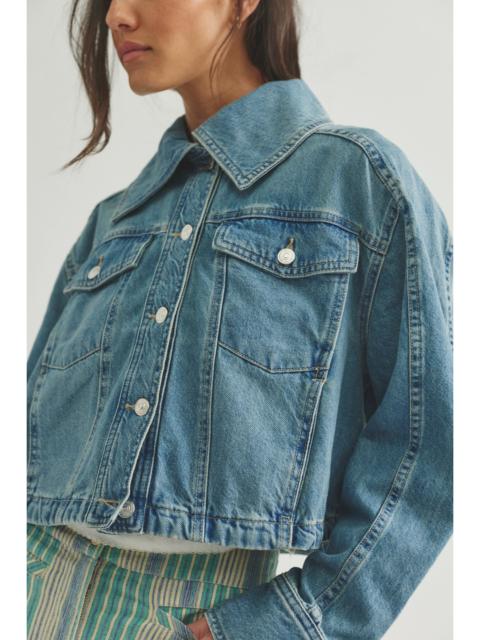 FREE PEOPLE We The Free Side To Side Cropped Denim Jacket