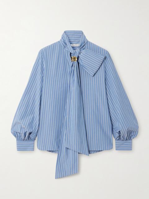 Max Mara Embellished Striped Cotton-blend Poplin Shirt