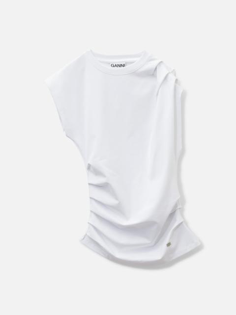 GANNI TOP IN DRAPED JERSEY