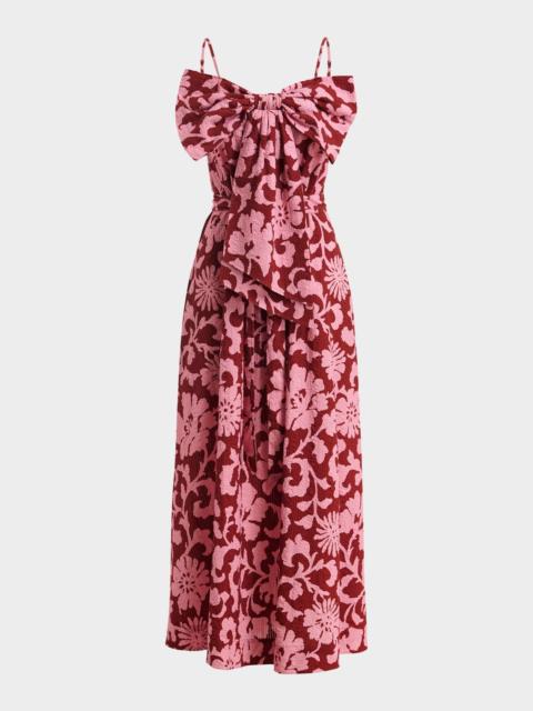 ESSENTIEL ANTWERP Floral Cotton Bow Maxi Dress