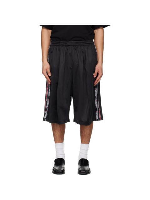 We11done Black 1506 Logo Tape Bermuda Track Shorts