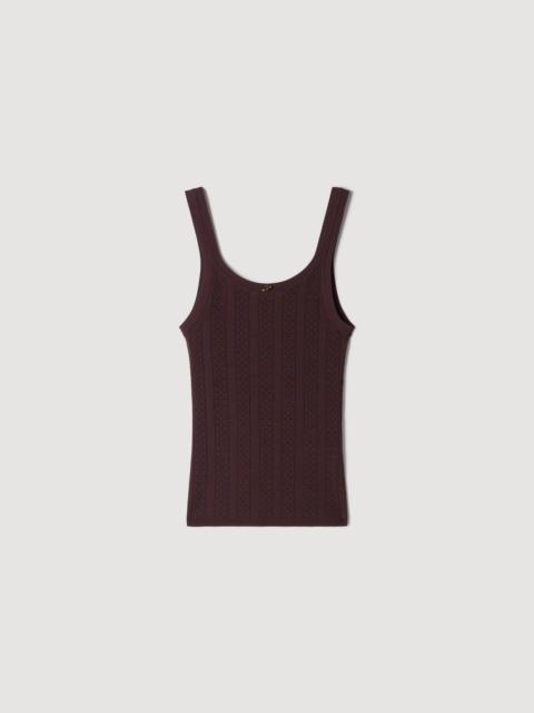 Sandro POINTELLE KNIT TOP WITH BOW