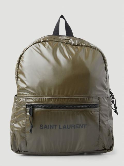 SAINT LAURENT SAINT LAURENT Nuxx Logo Print Backpack in Khaki