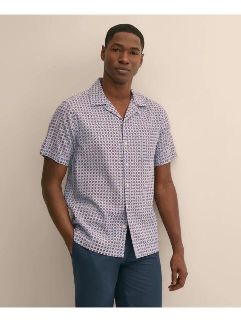 Brooks Brothers Linen-Cotton Camp Collar, Foulard Short-Sleeve Shirt