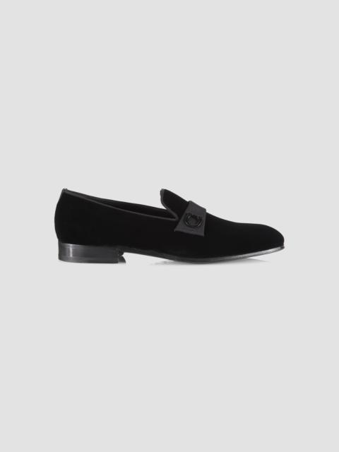 FERRAGAMO Men's Velvet Gancio Loafers - Black