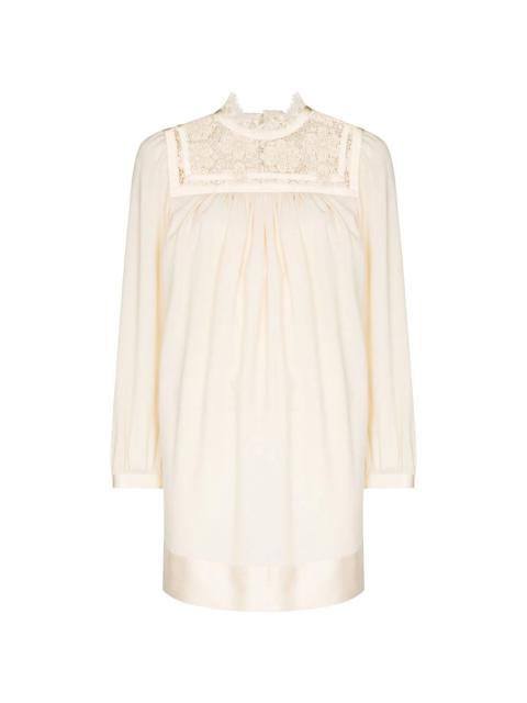 Broderie Anglaise long-sleeve minidress