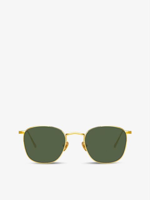 Simon square-frame 22ct yellow gold-plated titanium sunglasses
