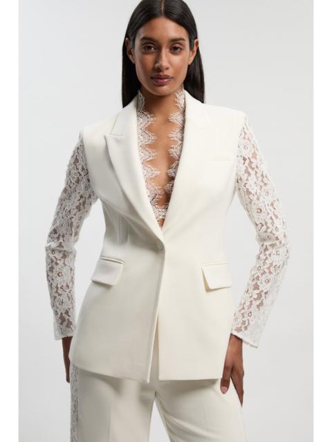 KAREN MILLEN Compact Stretch Lace Mix Tailored Single Breasted Blazer