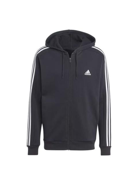 adidas adidas Fleece 3-Stripes Full-Zip Hoodie Jackets 'Black' IB4029