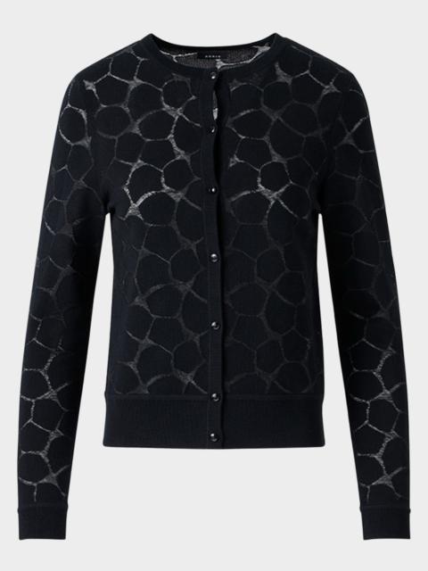 AKRIS Broken Stone Jacquard Wool-Silk Cardigan