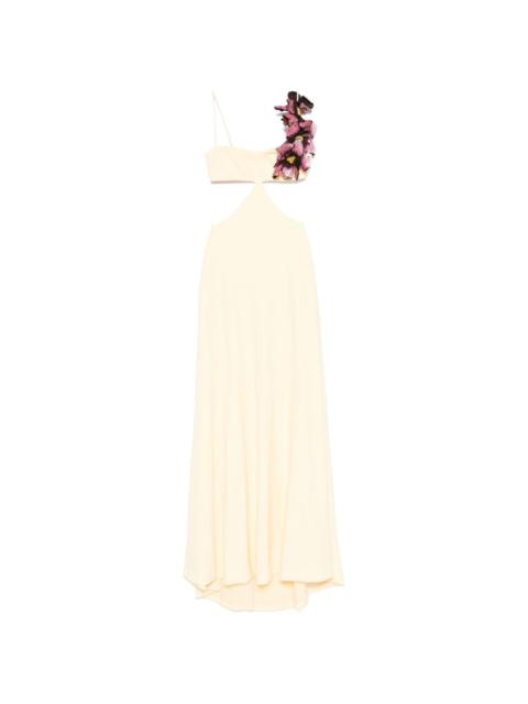 floral-appliqué gown