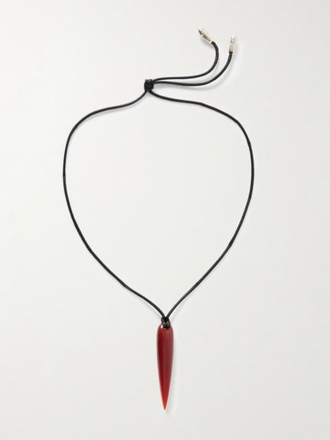 Sophie Buhai Small Spear vegan leather, carnelian and silver necklace Red