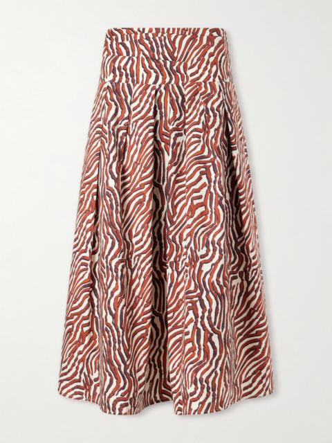 Proenza Schouler Nessa Pleated Printed Cotton-blend Poplin Maxi Skirt