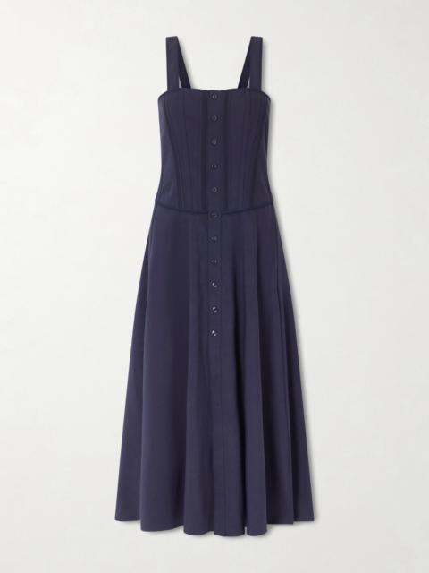 Ralph Lauren Sophee Pintucked Cotton-blend Jersey Midi Dress