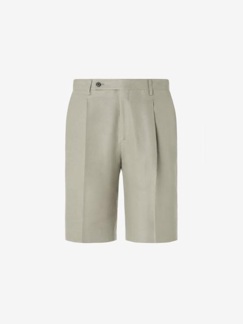 CORNELIANI White pure linen twill bermuda shorts