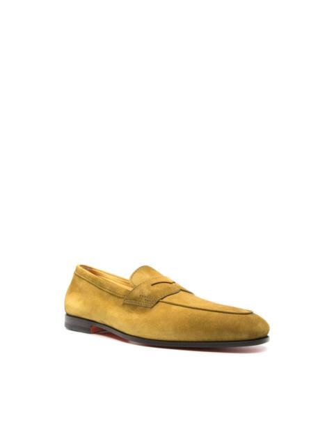 penny-slot suede loafers