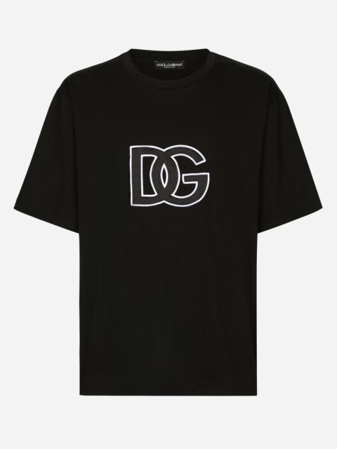 Cotton round-neck T-shirt with DG patch