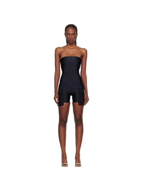 courrèges Black 2-Pocket Jersey Bustier Overall Jumpsuit