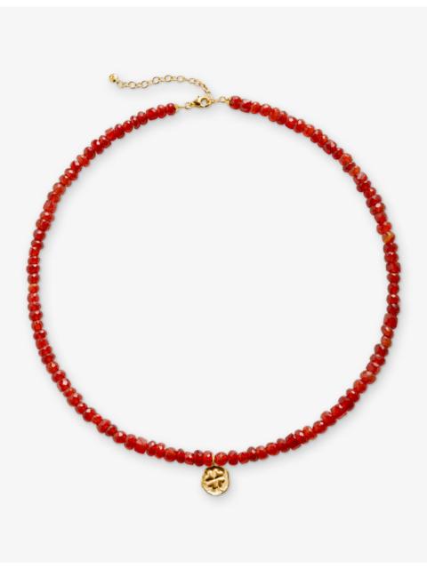 MONICA VINADER Lucky Beaded 18ct Yellow-Gold Vermeil and Onyx Necklace