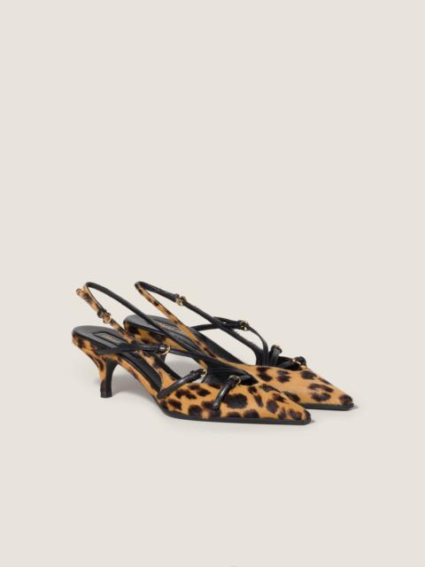Miu Miu Printed leather slingback pumps