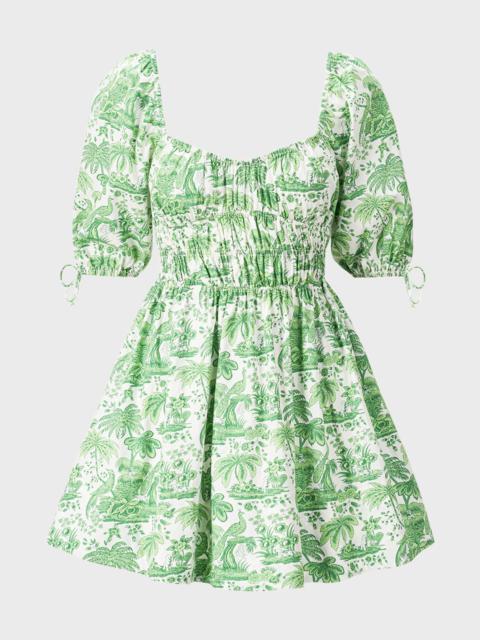 Faye Puff-Sleeve Cotton Poplin Mini Dress