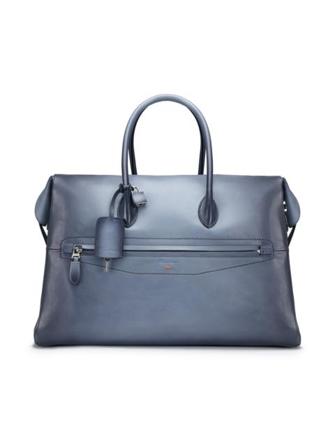 Santoni Light blue leather weekend bag