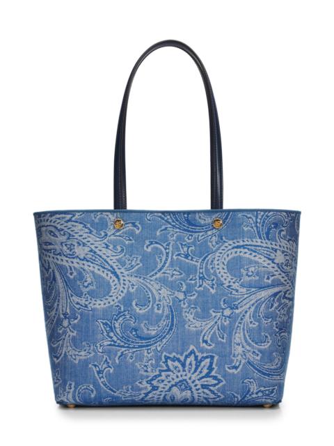 Etro Women's Essential Medium Paisley Denim Shopper Tote Bag - Blue Denim