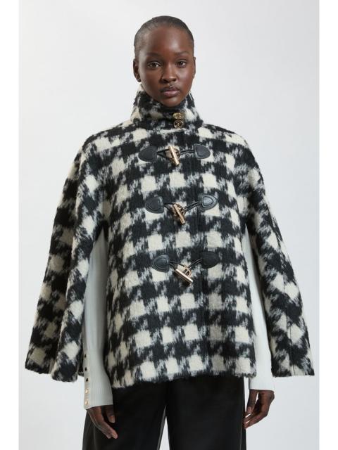KAREN MILLEN Check Wool Blend Trim Cape