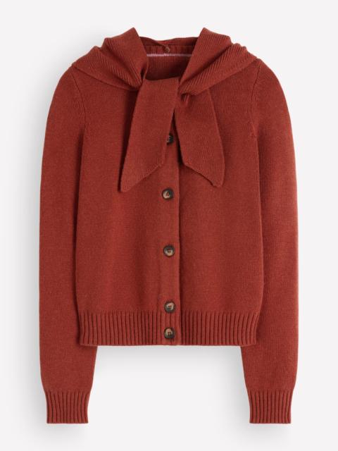 BODEN Lydia Tie Neck Knit Cardigan-Burnt Henna