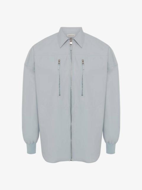 Alexander McQueen Zip Detail Shirt  in Paradise Blue