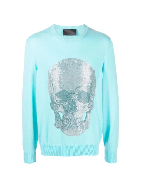 Skull print crewneck sweater