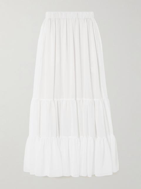 Etro Tiered jacquard maxi skirt White