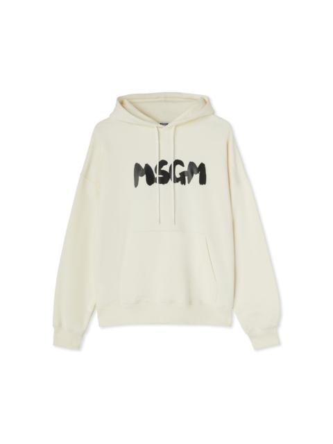 MSGM Cotton hooded sweatshirt with MSGM brushstroke logo