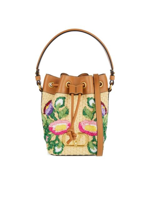 Valentino floral-embroidered bucket bag