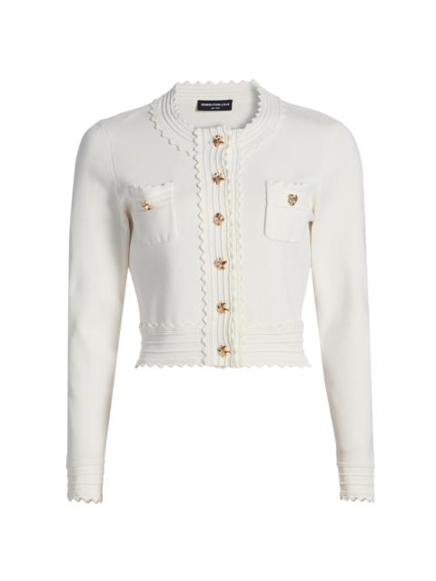 GENERATION LOVE Women's Blossom Scallop Trim Crop Cardigan - White