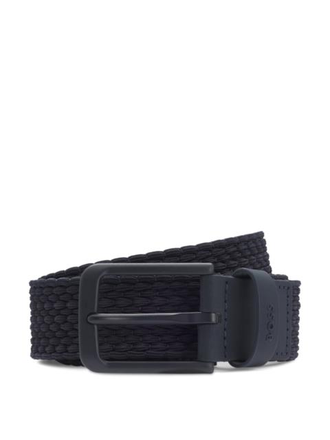 BOSS WOVEN BELT WITH LEATHER TRIMS